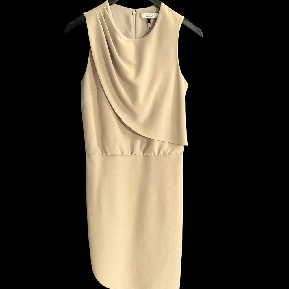 Halston Heritage Drape-Front Asymmetric Hem Dress